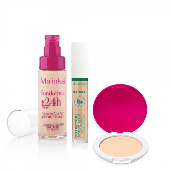 Light Skin Kit 01 - H24 Foundation n01- Natural Concealer n01- Compact Powder n02