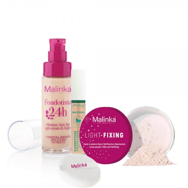 Medium Skin Kit - Foundation h24 n02 - Natural Concealer n02 - Light Fixing Powder n03