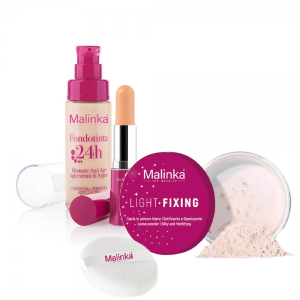 Medium Skin Kit - Foundation h24 n02 - Natural Concealer n02 - Light Fixing Powder n03