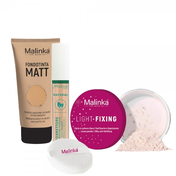 Mat Light Skin Kit - Mat Foundation n02 - Natürlicher Concealer n02 - Light Fixing Powder n02