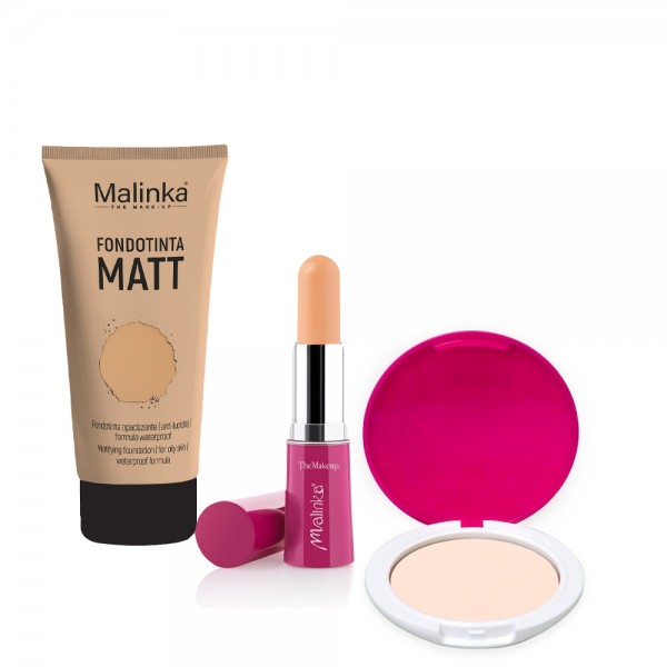 Kit Mat Medium Skin - Base de maquillaje mat n04 - Stick corrector n03 - Polvos compactos n06