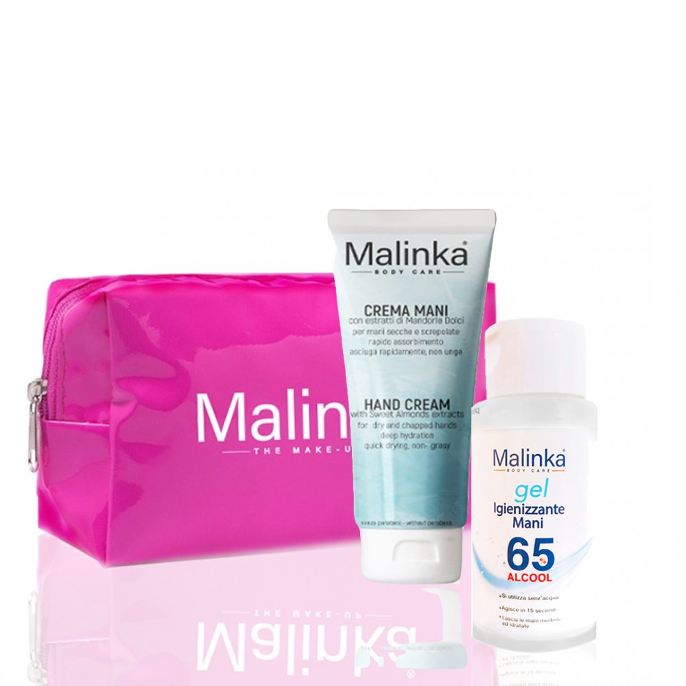 Pochette cadeau : Désinfectant - Crème pour les mains Malinka