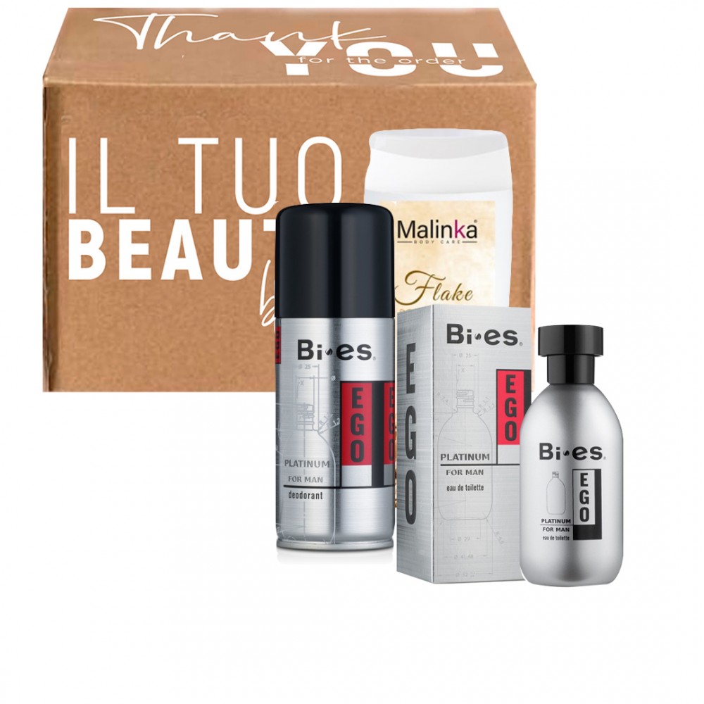 Gift Box: Profumo Ego Platinum - Deodorante Ego Platinum - Docciaschiuma Flake