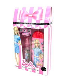 Confezione "Barbie Home Sweet" - Gel doccia + acqua glitterata + portachiavi